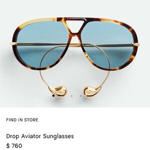 Bottega Veneta Tortoise and Blue Aviator Sunglasses